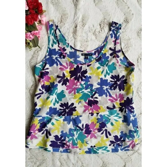 GAP Tops - Gap White Springtime Multicolor Floral Sleeveless Top Size S